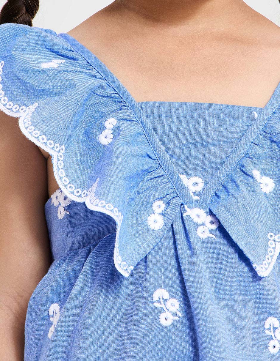 Vestido manga volantes para niña 4