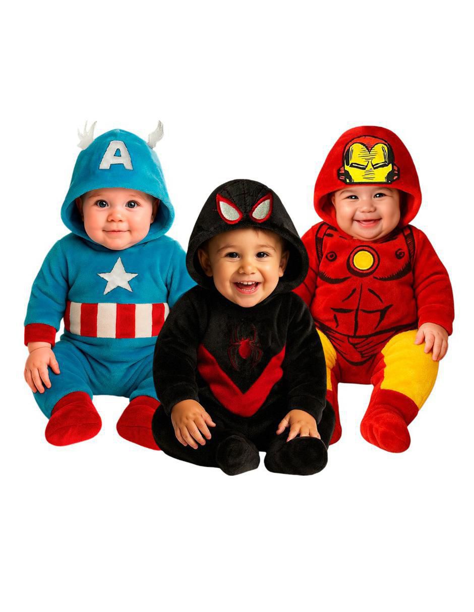 Set de mamelucos Capitán América, Miles Morales y Ironman para bebé