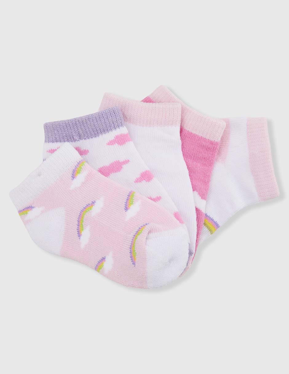 Set tín de algodón para bebé niña 5 pares Set tín de algodón para bebé niña 5 pares
