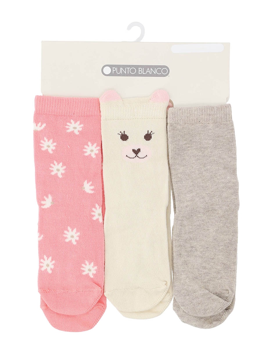 Set de calceta antiderrapante de algodón para bebé niña 3 pares 5