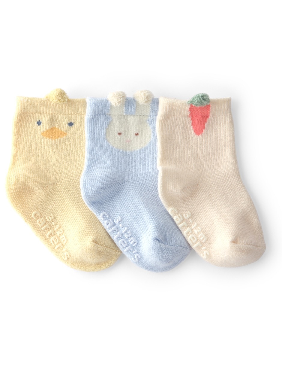 Set de calceta de algodón para bebé 3 pares