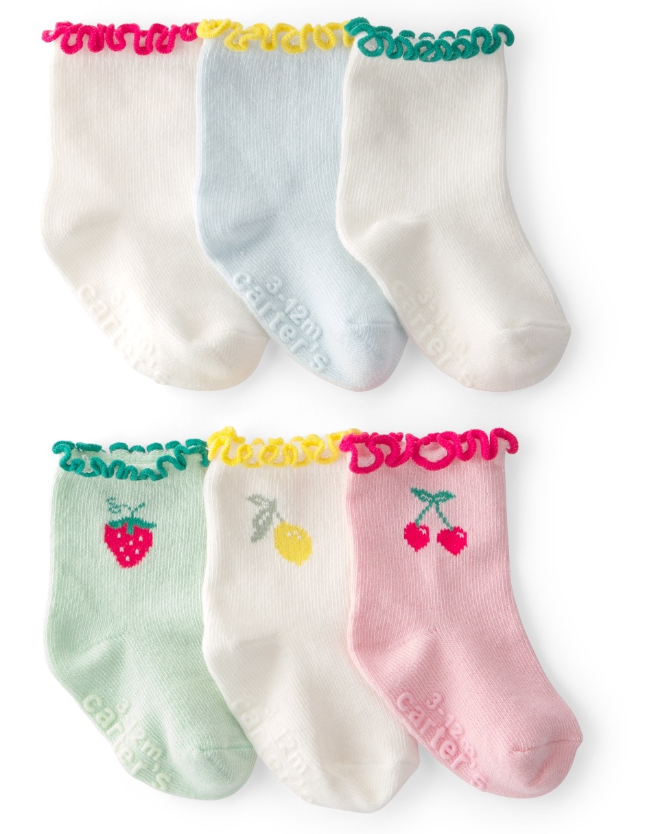 Set de calceta de algodón para bebé 6 pares Set de calceta de algodón para bebé 6 pares