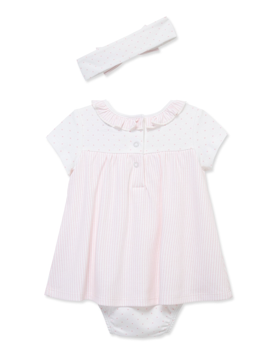 Vestido pañalero con accesorio para el cabello de algodón 2