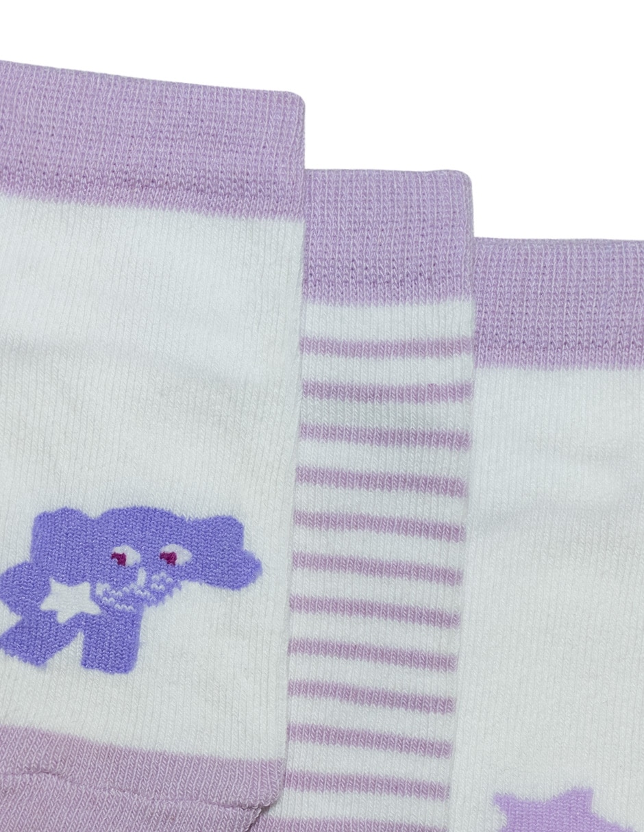Set de tin antiderrapante Elefante para niña 3 pares 2
