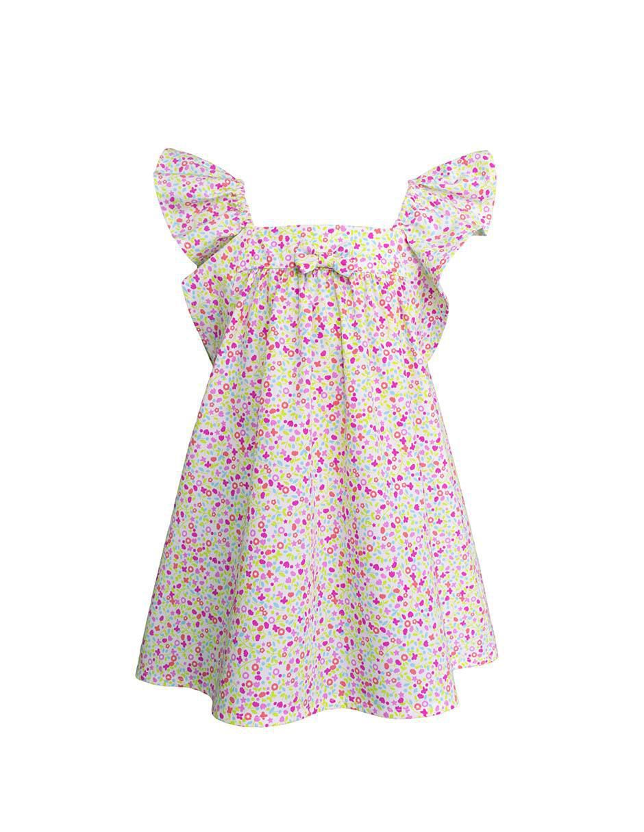 Vestido manga con pliegues para bebé niña 2