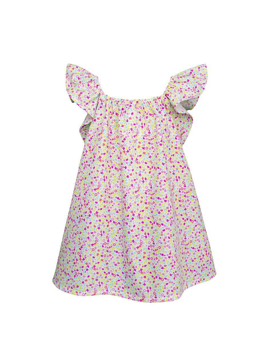 Vestido manga con pliegues para bebé niña 3